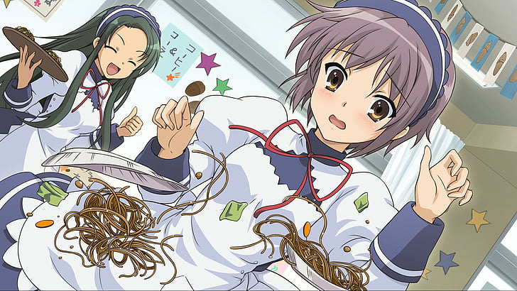 Anime, Die Melancholie von Haruhi Suzumiya, Tsuruya (Haruhi), Yuki Nagato, HD-Hintergrundbild