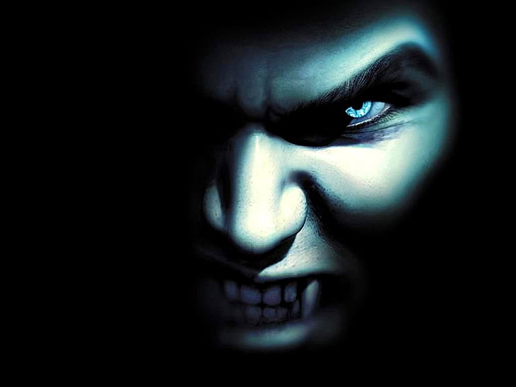 person's face illustration, Dark, Vampire, HD wallpaper