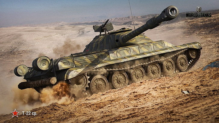 илюстрация на зелен боен танк, танк, WoT, съветски, World of Tanks, Wargaming, T-22, HD тапет