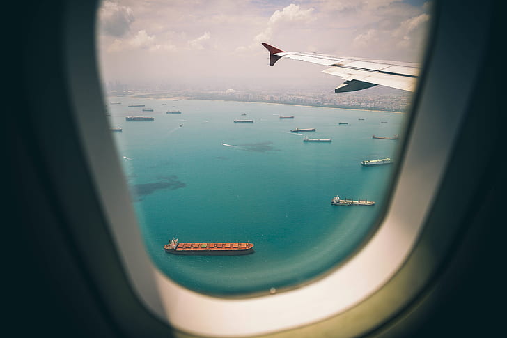 Porthole, Airplane, Top View, HD wallpaper