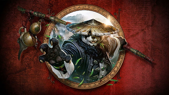 World Of Warcraft - кунг-фу - панда - Jeu - экшн-фонд, постер с пьяной пандой, world of warcraft, кунг-фу, панда, экшн, фонд, HD обои HD wallpaper