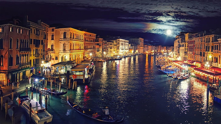 vie, veneza, belle, nuit, ville, Fond d'écran HD