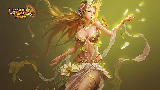League of Angels-символи-Beauty Girl-Sylvia and nature-Desktop Background-1920 × 1080, HD тапет HD wallpaper