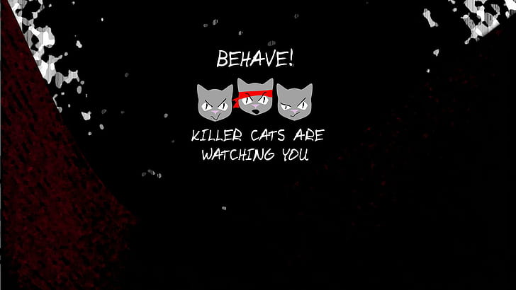 Котки-убийци, тъмен фон, шрифт, котки-убийци, тъмен фон, шрифт, HD тапет