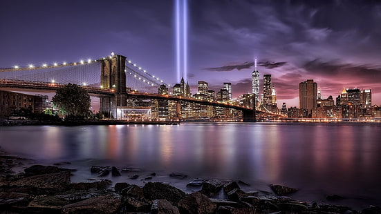 ブルックリン橋、ニューヨーク、市、ブルックリン橋、 HDデスクトップの壁紙 HD wallpaper