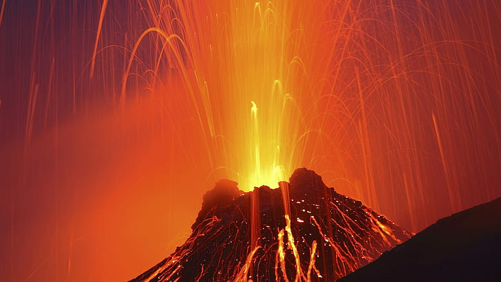 화산 용암 분화 HD, 자연, 화산, 용암, 분화, HD 배경 화면