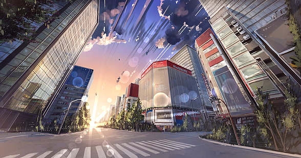 Anime, Original, Building, City, HD wallpaper HD wallpaper