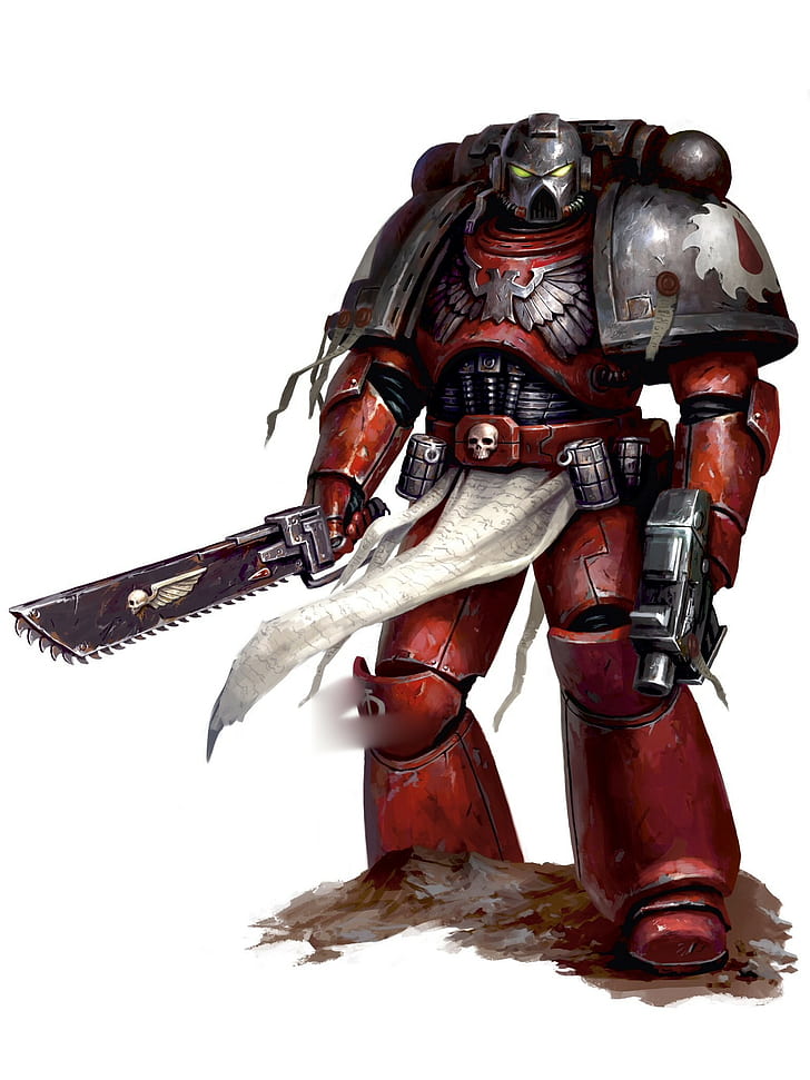 Ilustración de armadura roja y gris, Warhammer 40,000, Space Marine, Fondo de pantalla HD, fondo de pantalla de teléfono