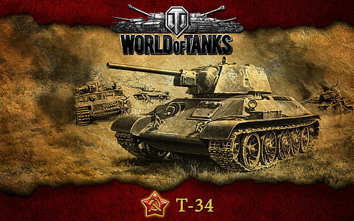 T-34 Tank, WoT, WoT, World of tanks, танкове, съветски T-34, HD тапет HD wallpaper