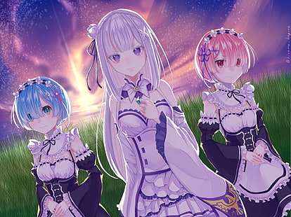Anime، Re: ZERO -Starting Life in Another World-، Emilia (Re: ZERO)، Ram (Re: ZERO)، Rem (Re: ZERO)، خلفية HD HD wallpaper