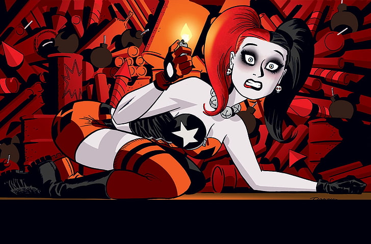 Harley Quinn illustration, Harley Quinn, konstverk, serier, HD tapet