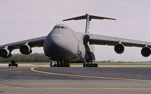 C-5 Galaxy, avião cinza, aviões, militar, comercial, aeronaves, galáxia, aviões, HD papel de parede HD wallpaper