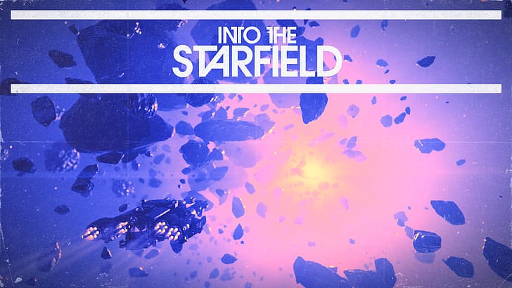 Starfield (videojuego), videojuegos, Xbox, xbox series x, rosa, azul, asteroide, nave espacial, Fondo de pantalla HD