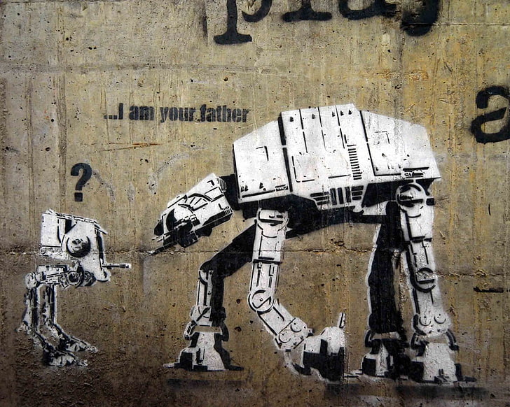 Ilustraciones de la máquina de Star Wars, graffiti, humor, Star Wars, Fondo de pantalla HD