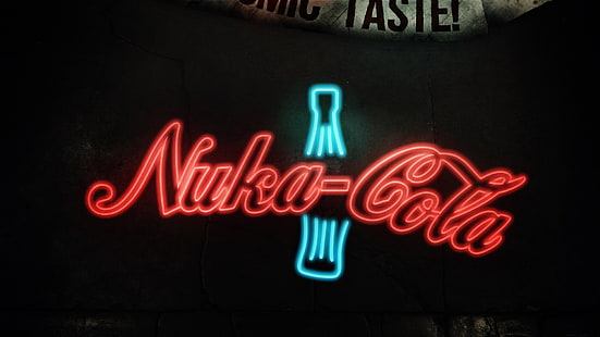 Nuka-Cola Soda Sign Neon Bottle Fallout HD, videospel, neon, fallout, tecken, flaska, cola, soda, nuka, HD tapet HD wallpaper