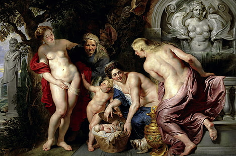 quadro, Peter Paul Rubens, mitologia, Pieter Paul Rubens, Of gersa e Pandroa Abra o carrinho com Erichthonius, HD papel de parede HD wallpaper