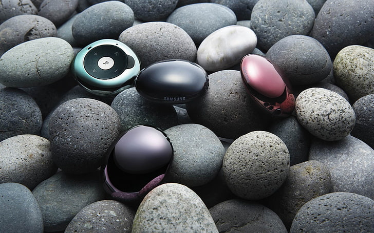 stones and Samsung gadgets-Brand advertising wallp.., assorted-color stone lot, HD wallpaper