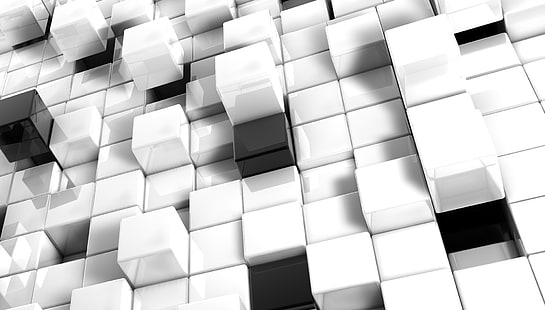 Vue 3d abstraite noir blanc blocs cgi cubes arrière-plans 3d abstrait 3D et CG HD Art, abstrait, noir, blocs, blanc, cgi, vue 3D, Fond d'écran HD HD wallpaper