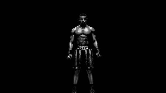 Michael B. Jordan, Action, Creed II, Adonis Creed, Sport, 5K, Black, HD wallpaper HD wallpaper
