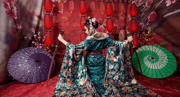 Asian, women, katana, HD wallpaper HD wallpaper