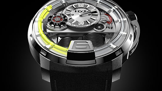круглые серые часы с хронографом, наручные часы, часы класса люкс, HYT, жидкие, HD обои HD wallpaper