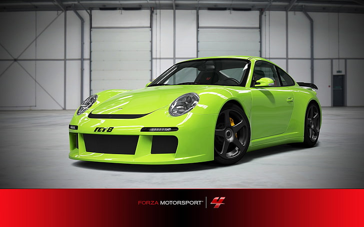 Wallpaper Forza Motorsport 4 Windows 7 Car 10, Wallpaper Forza Motorsports 4 Porsche 911 hijau, Wallpaper HD