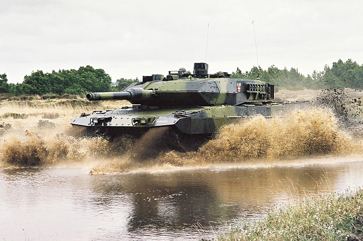 черно-зелен танк, танк, военен, Leopard 2, война, превозно средство, HD тапет