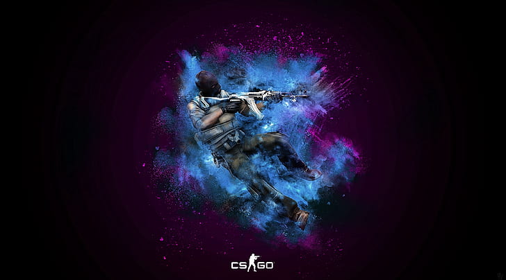 Imagine CSGO, Games, Other Games, Explosion, Blue, Smoke, Burst, Dust, Shooter, Weapon, videogame, counterstrike, globaloffensive, HD wallpaper