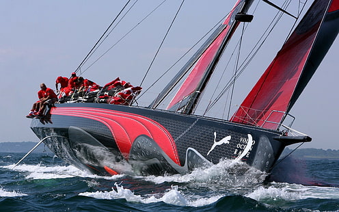 vela, Volvo Ocean Race, Puma, Race Boats, barche a vela, Sfondo HD HD wallpaper