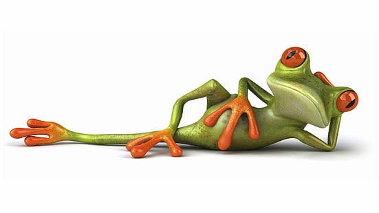 3D Funny, lazy Frog, HD wallpaper HD wallpaper