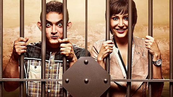 Divertenti Aamir Khan e Anushka Sharma, film, film di Bollywood, Bollywood, Aamir Khan, Anushka Sharma, Sfondo HD HD wallpaper