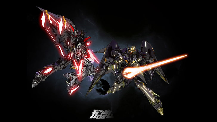 شعاع صابر أسود أورانوس مقابل Sariel Gundam Anime Gundam Seed HD Art ، أسود ، أحمر ، ميكا ، جاندام ، داكن ، شعاع صابر، خلفية HD