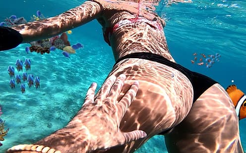  bikini, doll, beach, coral, ass-to-ass, HD wallpaper HD wallpaper