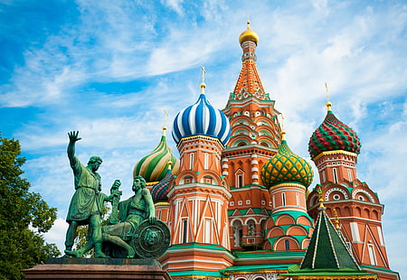 Cathédrale Saint-Basile, ville, Moscou, Le Kremlin, Cathédrale Saint-Basile, Russie, Kremlin, Fond d'écran HD HD wallpaper