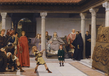 quadro, história, gênero, mitologia, Lawrence Alma-Tadema, A educação dos filhos de Clovis, HD papel de parede HD wallpaper