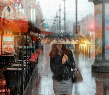 pluie, rue, ville, Saint-Pétersbourg, Fond d'écran HD HD wallpaper