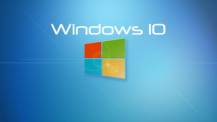 Windows 10システム、青色の背景、Windows 10ロゴ、Windows、10、システム、青色、背景、 HDデスクトップの壁紙