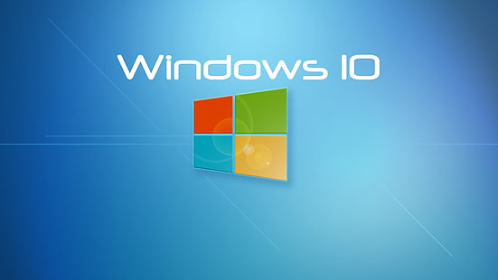 Windows 10システム、青色の背景、Windows 10ロゴ、Windows、10、システム、青色、背景、 HDデスクトップの壁紙 HD wallpaper