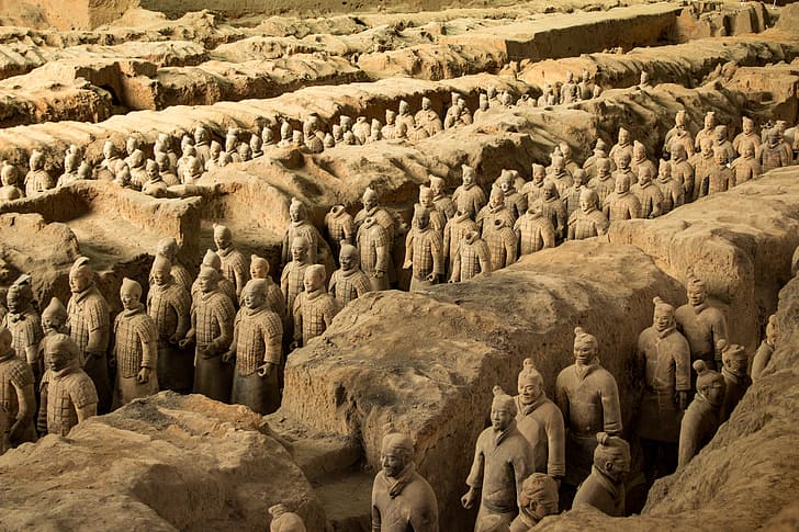 Terracotta Warriors, Cina, peninggalan sejarah, bersejarah, Wallpaper HD