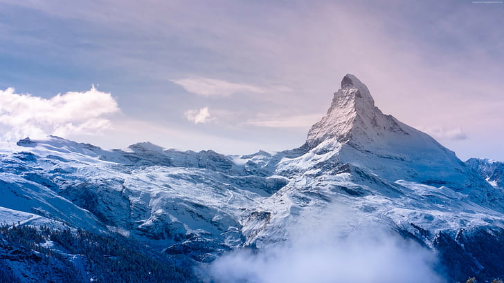 Zermatt, nieve, cielo, turismo, viajes, montaña, 4k, Suiza, resort, Valais, nubes, Fondo de pantalla HD