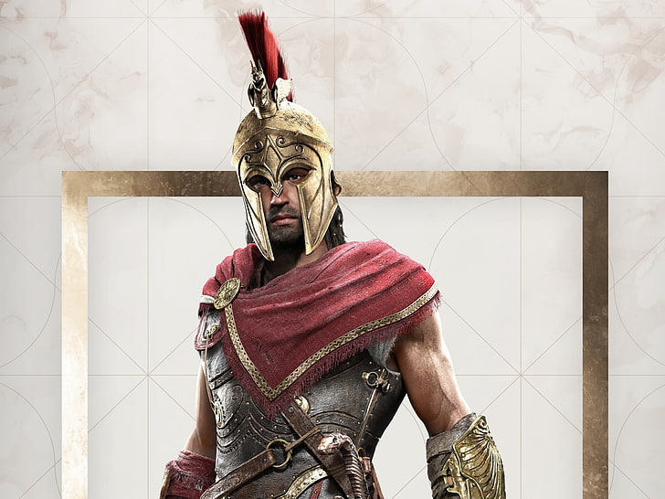 Alexios, armor, fantasy, assassins creed, odysey, game, man, roman soldier, HD wallpaper