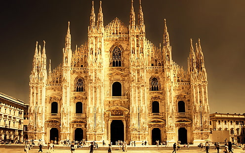 イタリア、ミラノ、大聖堂、イタリア、ミラノ、大聖堂、 HDデスクトップの壁紙 HD wallpaper