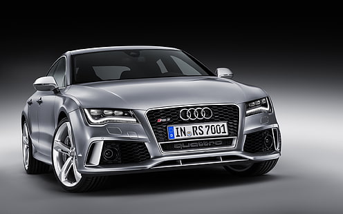 Audi RS7, รถยนต์, มุมมองด้านหน้า, รถออดี้สีเทา, ออดี้ rs7, รถยนต์, มุมมองด้านหน้า, วอลล์เปเปอร์ HD HD wallpaper