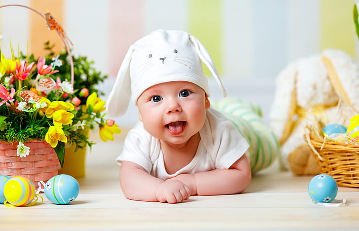 Fotografi, Bayi, Anak, Telur Paskah, Wallpaper HD