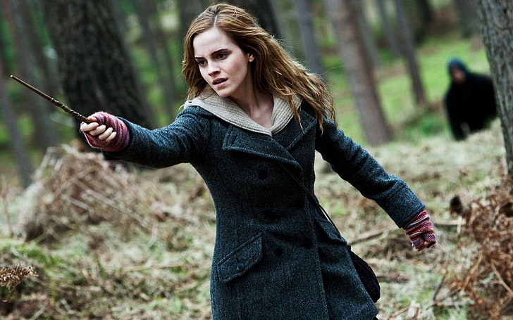 Hermione Granger, Emma Watson, Hermione Granger, Harry Potter and the Deathly Hallows, ภาพยนตร์, Harry Potter, นักแสดง, ผู้หญิง, เสื้อโค้ท, วอลล์เปเปอร์ HD