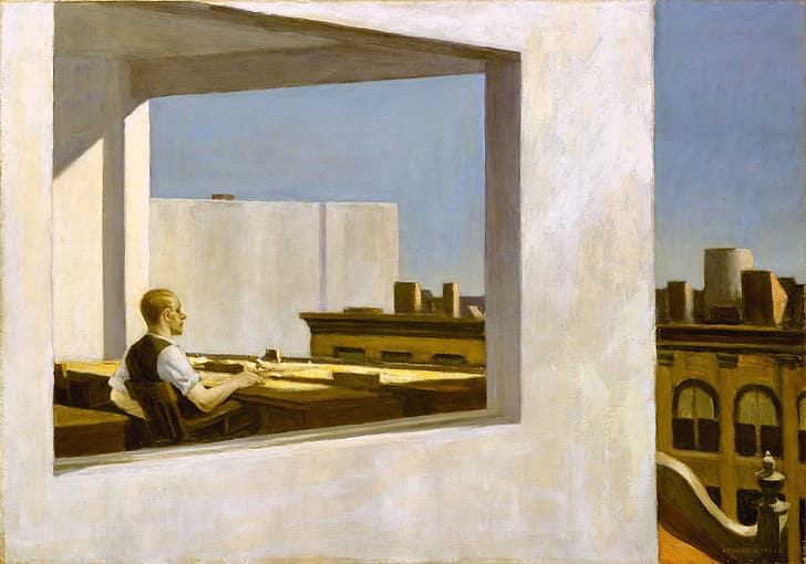 1953, Edward Hopper, oficina en una ciudad pequeña, Fondo de pantalla HD