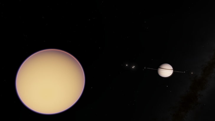 planet, Saturn, space, Space Engine, Titan, HD wallpaper
