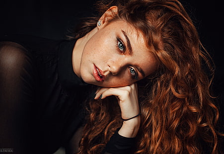 wajah, berambut merah, potret, wanita, Evgeny Freyer, Wallpaper HD HD wallpaper