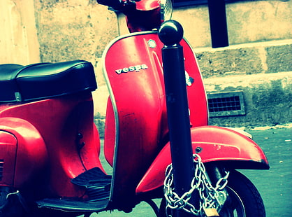 Vespa, red motor scooter, Vintage, vespa, scooter, HD wallpaper HD wallpaper