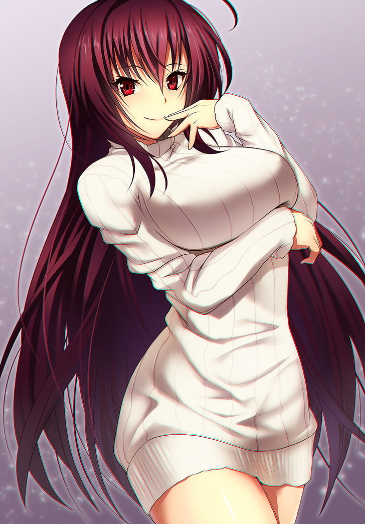 red haired woman anime character, anime, anime girls, long hair, Fate/Grand Order, sweater, Lancer (Fate/Grand Order), Scathach ( Fate/Grand Order ), HD wallpaper